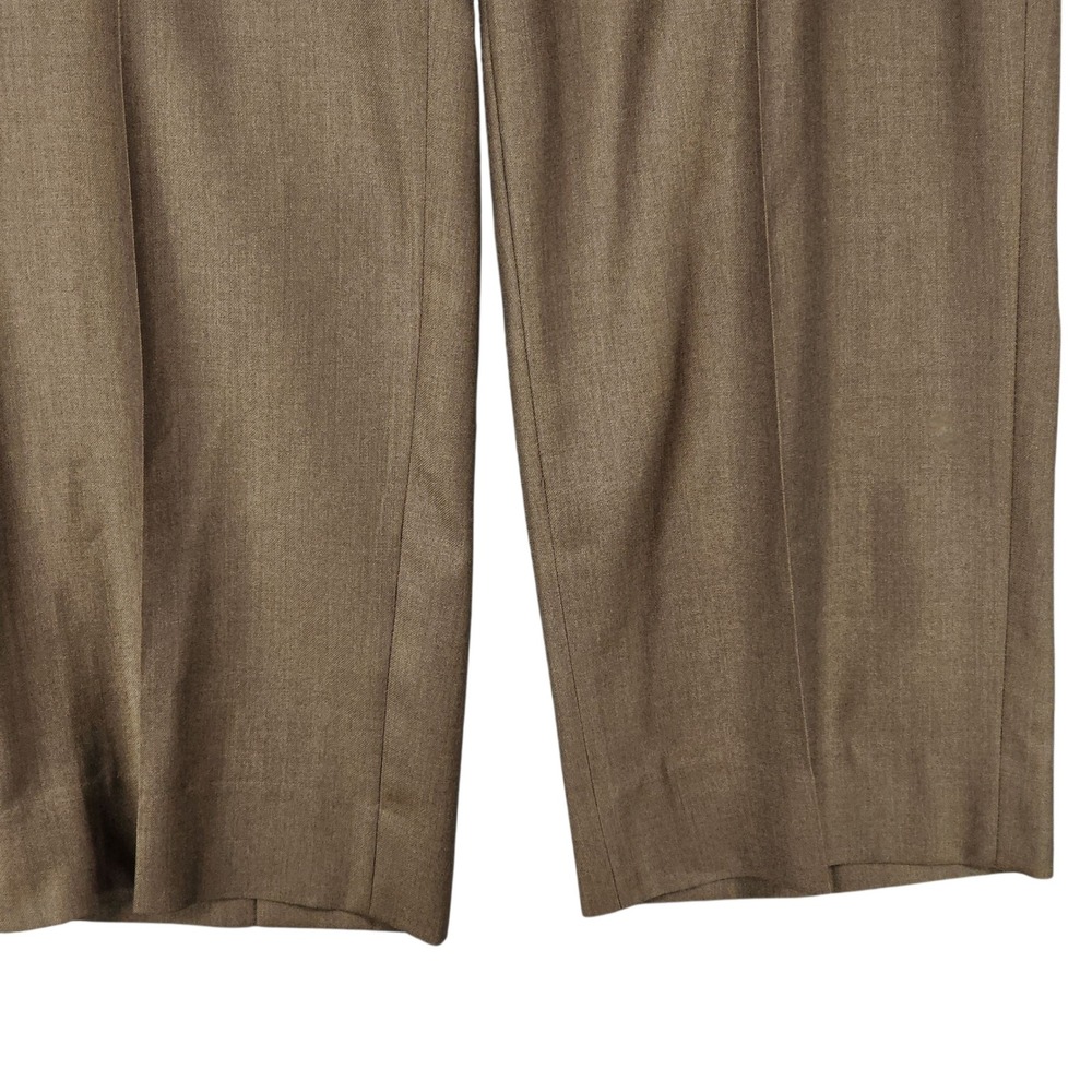 Santorelli Dress Pant Trouser 34x28 Men Luxury Serge Brown Wool Flat Front Italy - Picture 9 of 12